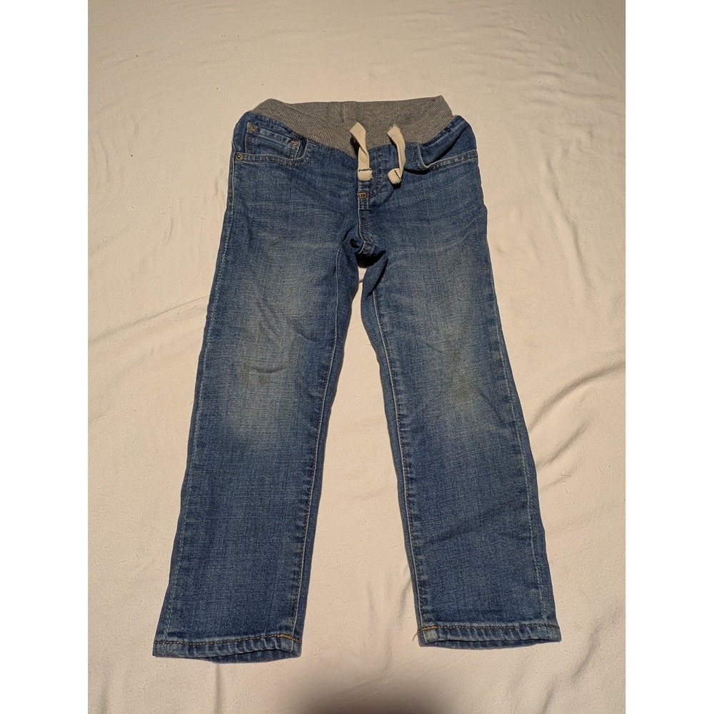 Gap Kids Toddler Slim Denim Jeans Medium Wash Elastic Waist Drawstring Size 4T